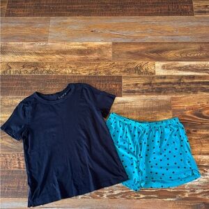 Navy and Teal Polka Dot Pajama Set